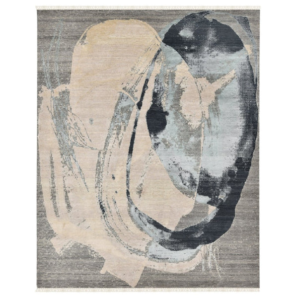 Amer Rugs Ensemble Modern Hand-knotted Area Rug In Luxurious Raw New Zealand Wool And Silk For Any Space Ash Wool, Real Silk Ens260912