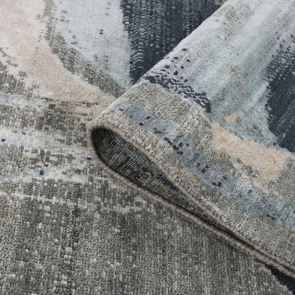 Amer Rugs Ensemble Modern Hand-knotted Area Rug In Luxurious Raw New Zealand Wool And Silk For Any Space Ash Wool, Real Silk Ens260912