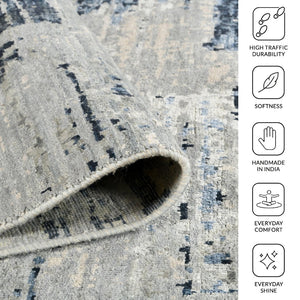 Amer Rugs Ensemble Modern Hand-knotted Area Rug In Luxurious Raw New Zealand Wool And Silk For Any Space Spindle Wool, Raw Handspun Silk Ens30912