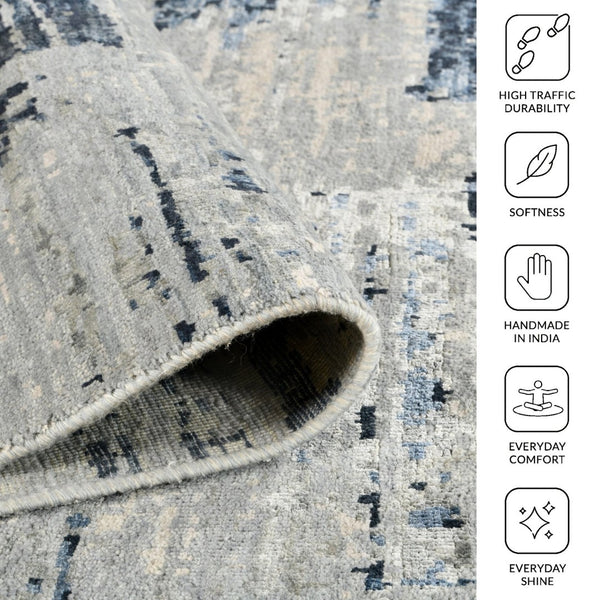 Amer Rugs Ensemble Modern Hand-knotted Area Rug In Luxurious Raw New Zealand Wool And Silk For Any Space Spindle Wool, Raw Handspun Silk Ens30912