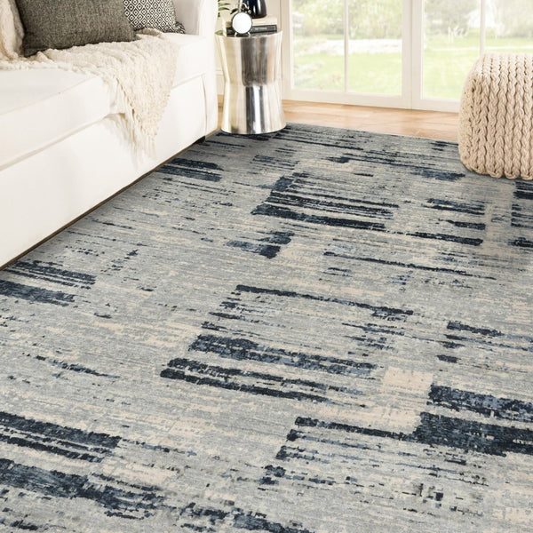 Amer Rugs Ensemble Modern Hand-knotted Area Rug In Luxurious Raw New Zealand Wool And Silk For Any Space Spindle Wool, Raw Handspun Silk Ens30912
