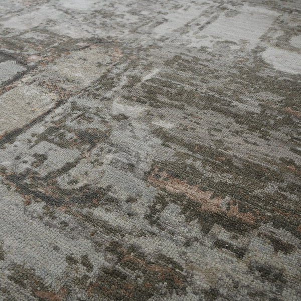 Amer Rugs Ensemble Modern Hand-knotted Area Rug In Luxurious Raw New Zealand Wool And Silk For Any Space Platinum Wool, Raw Handspun Silk Ens60912