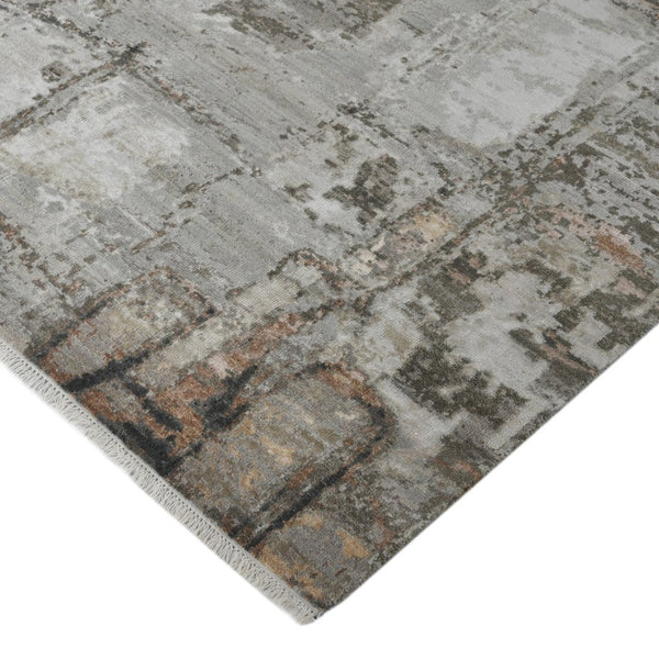 Amer Rugs Ensemble Modern Hand-knotted Area Rug In Luxurious Raw New Zealand Wool And Silk For Any Space Platinum Wool, Raw Handspun Silk Ens60912