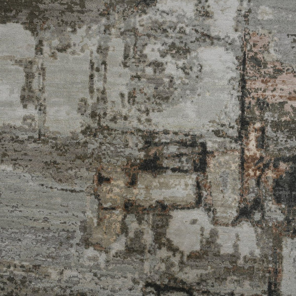 Amer Rugs Ensemble Modern Hand-knotted Area Rug In Luxurious Raw New Zealand Wool And Silk For Any Space Platinum Wool, Raw Handspun Silk Ens60912