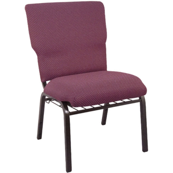 English Elm Advantage Comfortable Stackable Church Chair with Heavy-Duty Frame for Durable and Stylish Seating Burgundy Pattern Fabric/Gold Vein Frame EPCHT-100