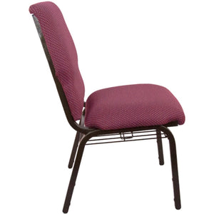 English Elm Advantage Comfortable Stackable Church Chair with Heavy-Duty Frame for Durable and Stylish Seating Burgundy Pattern Fabric/Gold Vein Frame EPCHT-100
