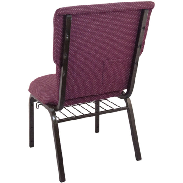 English Elm Advantage Comfortable Stackable Church Chair with Heavy-Duty Frame for Durable and Stylish Seating Burgundy Pattern Fabric/Gold Vein Frame EPCHT-100