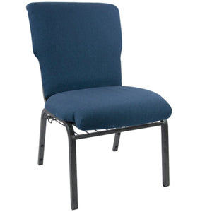 English Elm Advantage Comfortable Stackable Church Chair with Heavy-Duty Frame for Durable and Stylish Seating Navy Fabric/Silver Vein Frame EPCHT-101