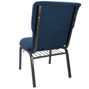 English Elm Advantage Comfortable Stackable Church Chair with Heavy-Duty Frame for Durable and Stylish Seating Navy Fabric/Silver Vein Frame EPCHT-101