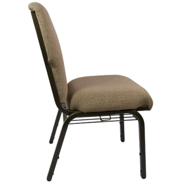 English Elm Advantage Comfortable Stackable Church Chair with Heavy-Duty Frame for Durable and Stylish Seating Mixed Tan Fabric/Gold Vein Frame EPCHT-105