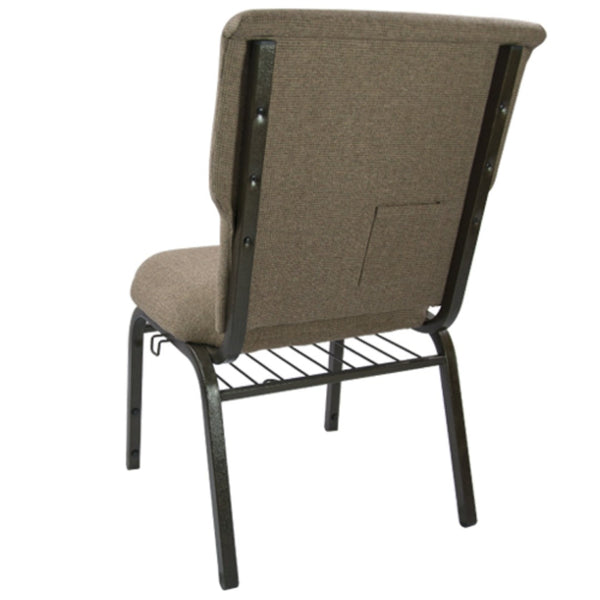 English Elm Advantage Comfortable Stackable Church Chair with Heavy-Duty Frame for Durable and Stylish Seating Mixed Tan Fabric/Gold Vein Frame EPCHT-105