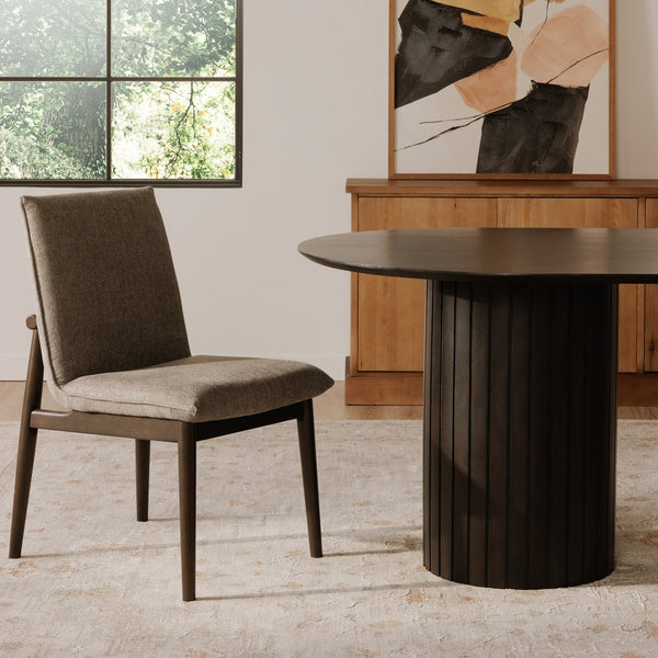 Moe's Home Charlie Dining Chair Set Of 2 - Mid-century Modern Comfort With Rubberwood And Foam Cushioning Grey Upholstery, 95% Polyester,5% Nylon,Rubber Wood Base Eq-1023-25