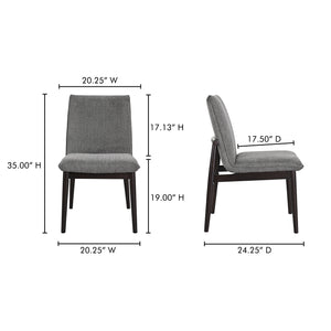 Moe's Home Charlie Dining Chair Set Of 2 - Mid-century Modern Comfort With Rubberwood And Foam Cushioning Grey Upholstery, 95% Polyester,5% Nylon,Rubber Wood Base Eq-1023-25