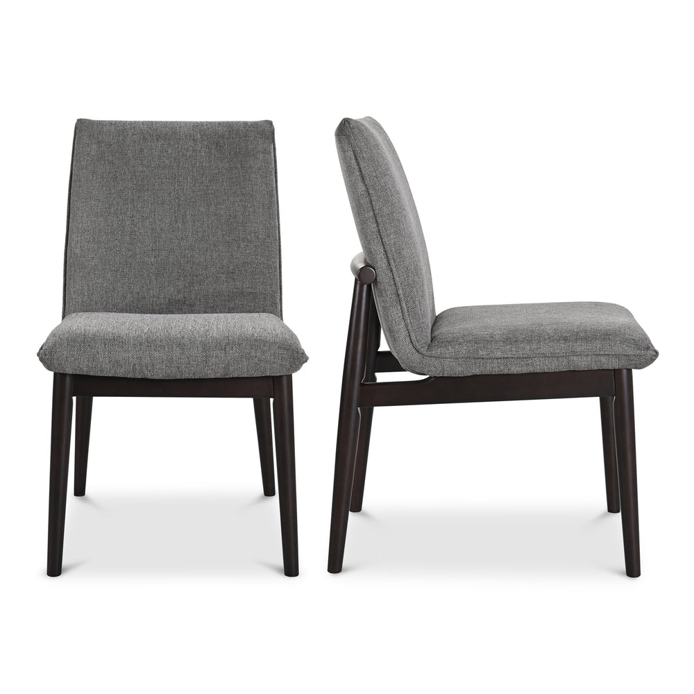 Moe's Home Charlie Dining Chair Set Of 2 - Mid-century Modern Comfort With Rubberwood And Foam Cushioning Grey Upholstery, 95% Polyester,5% Nylon,Rubber Wood Base Eq-1023-25