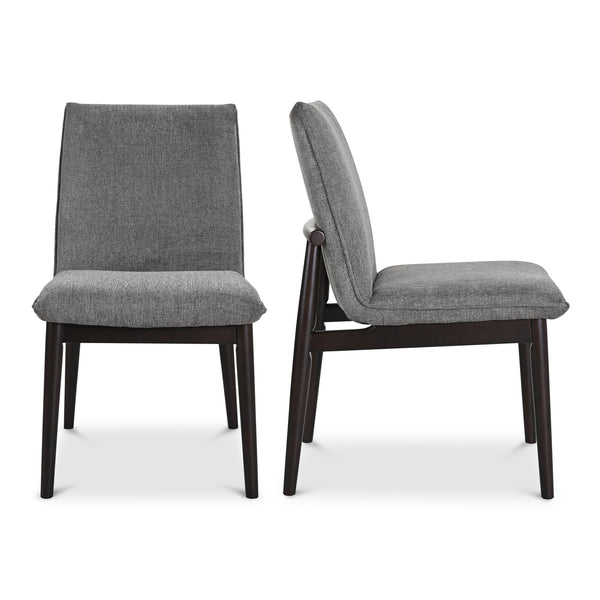 Moe's Home Charlie Dining Chair Set Of 2 - Mid-century Modern Comfort With Rubberwood And Foam Cushioning Grey Upholstery, 95% Polyester,5% Nylon,Rubber Wood Base Eq-1023-25