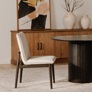 Moe's Home Charlie Dining Chair Set Of 2 - Mid-century Modern Comfort With Rubberwood And Foam Cushioning Beige Upholstery, 95% Polyester,5% Nylon,Rubber Wood Base Eq-1023-34