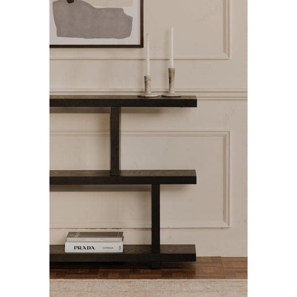 Moe's Home Miri Shelf: Stylish Mid-century Modern Open Concept Design For Versatile Space Division And Storage Black Ash Veneer,Mdf Er-1072-02