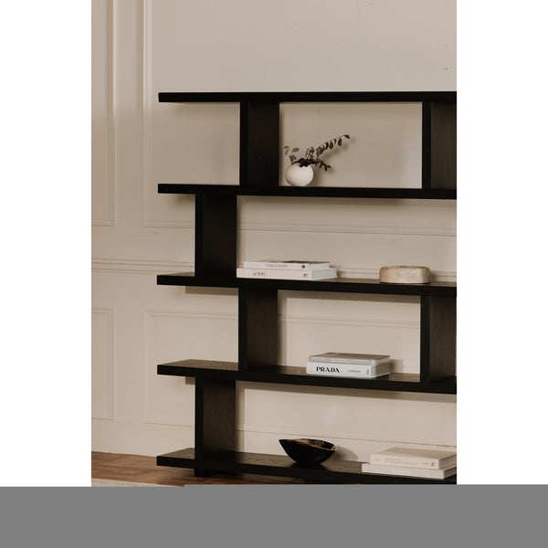 Moe's Home Miri Shelf: Stylish Mid-century Modern Open Concept Design For Versatile Space Division And Storage Black Ash Veneer,Mdf Er-1073-02