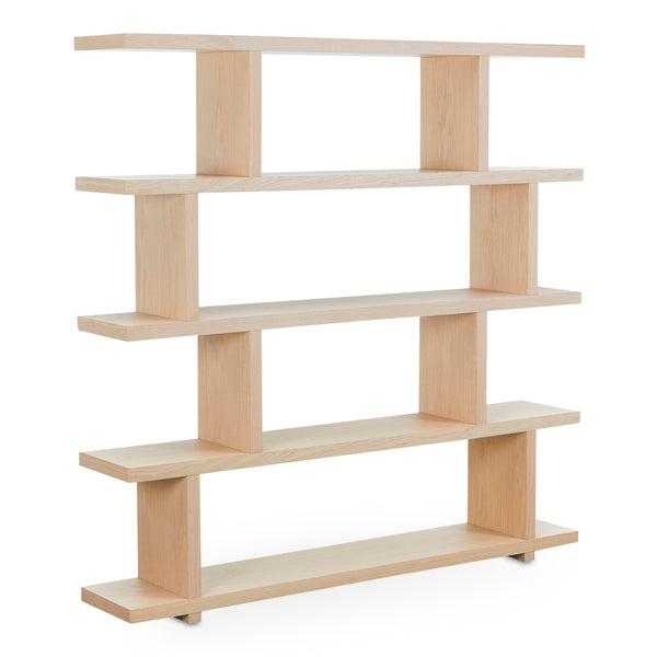 Moe's Home Miri Shelf Oak - Versatile Mid-century Modern Space Divider And Bookshelf For Stylish Homes Natural White Oak Veneer Over Mdf,Pu Lacquer Er-1073-24