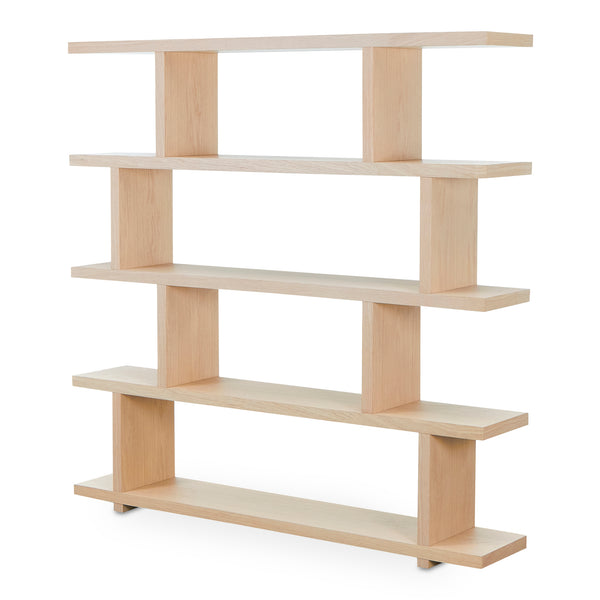 Moe's Home Miri Shelf Oak - Versatile Mid-century Modern Space Divider And Bookshelf For Stylish Homes Natural White Oak Veneer Over Mdf,Pu Lacquer Er-1073-24
