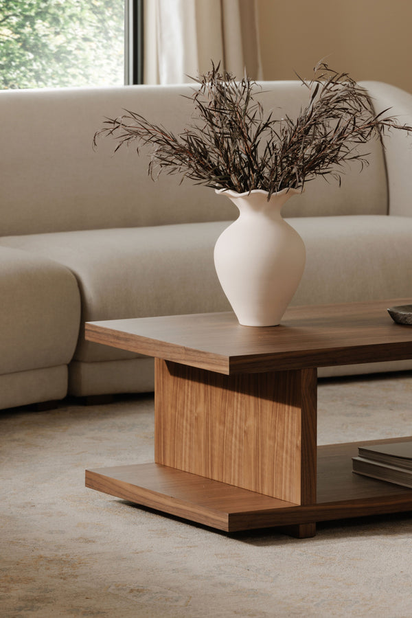 Moe's Home Miri Coffee Table - Mid-century Modern Design With Open Shelf Storage For Versatile Living Spaces Brown Walnut Veneer,Mdf Er-2096-03