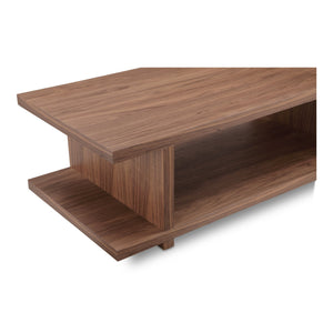 Moe's Home Miri Coffee Table - Mid-century Modern Design With Open Shelf Storage For Versatile Living Spaces Brown Walnut Veneer,Mdf Er-2096-03