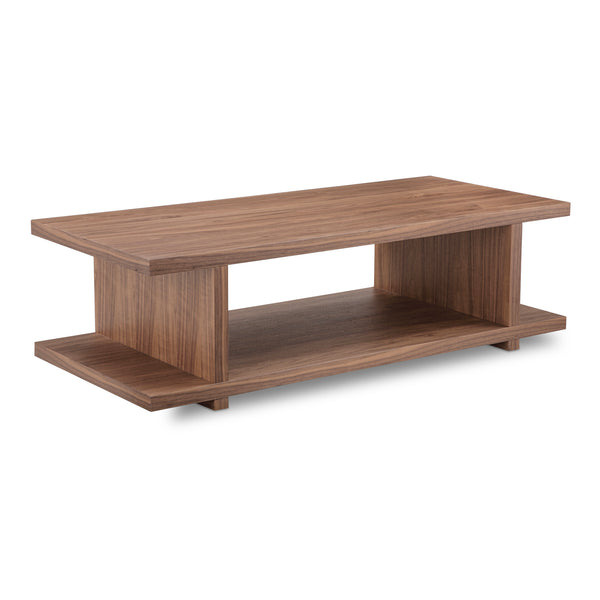 Moe's Home Miri Coffee Table - Mid-century Modern Design With Open Shelf Storage For Versatile Living Spaces Brown Walnut Veneer,Mdf Er-2096-03