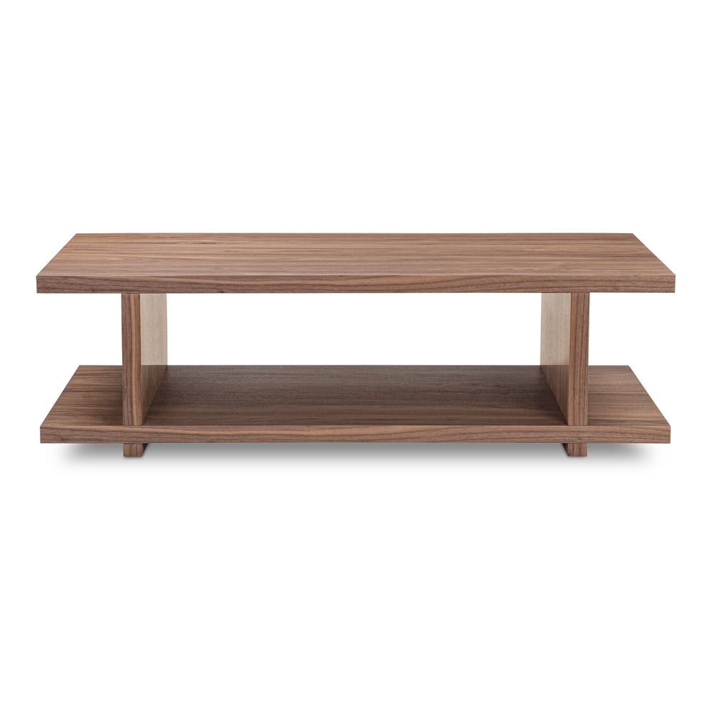 Moe's Home Miri Coffee Table - Mid-century Modern Design With Open Shelf Storage For Versatile Living Spaces Brown Walnut Veneer,Mdf Er-2096-03