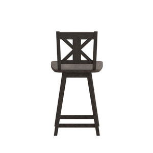 English Elm Gwendolyn Commercial Grade Solid Wood Swivel Counter Height Barstool for Modern Farmhouse Charm Gray Wash Walnut ES-G1-24-GY-GG
