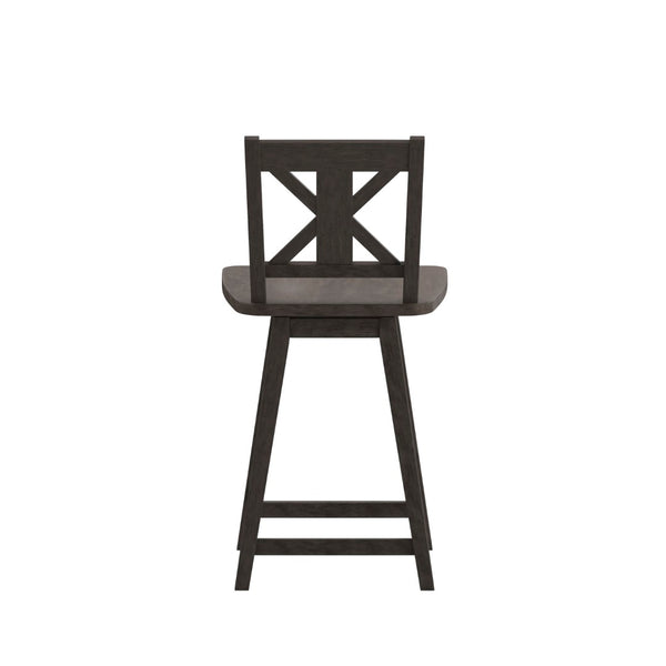 English Elm Gwendolyn Commercial Grade Solid Wood Swivel Counter Height Barstool for Modern Farmhouse Charm Gray Wash Walnut ES-G1-24-GY-GG
