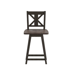 English Elm Gwendolyn Commercial Grade Solid Wood Swivel Counter Height Barstool for Modern Farmhouse Charm Gray Wash Walnut ES-G1-24-GY-GG