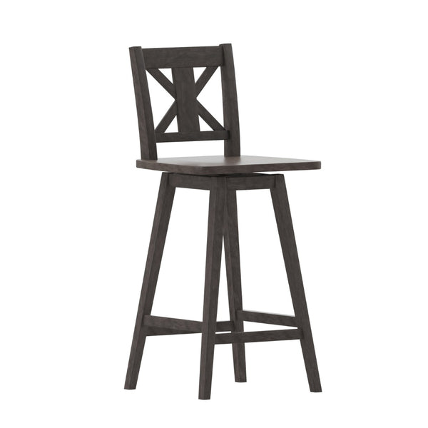 English Elm Gwendolyn Commercial-Grade Solid Wood Swivel Barstool for Modern Farmhouse & Restaurant Spaces Gray Wash Walnut ES-G1-29-GY-GG