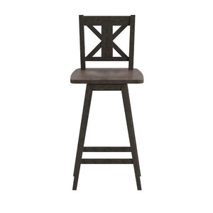 English Elm Gwendolyn Commercial-Grade Solid Wood Swivel Barstool for Modern Farmhouse & Restaurant Spaces Gray Wash Walnut ES-G1-29-GY-GG