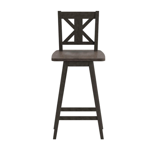 English Elm Gwendolyn Commercial-Grade Solid Wood Swivel Barstool for Modern Farmhouse & Restaurant Spaces Gray Wash Walnut ES-G1-29-GY-GG