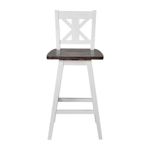 English Elm Gwendolyn Commercial-Grade Solid Wood Swivel Barstool for Modern Farmhouse & Restaurant Spaces Antique White Wash Frame/Gray Wash Seat ES-G1-29-WH-GG