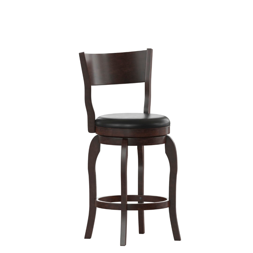 English Elm Nichola Classic Open Back Swivel Counter Stool – Stylish Espresso Barstool with Padded LeatherSoft Seat ES-NT2-24-ESP-GG