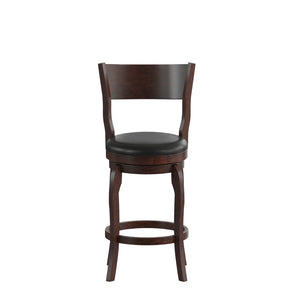English Elm Nichola Classic Open Back Swivel Counter Stool – Stylish Espresso Barstool with Padded LeatherSoft Seat ES-NT2-24-ESP-GG
