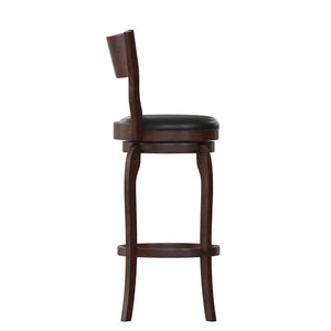 English Elm Nichola Classic Open Back Swivel Bar Stool: Durable Wood Frame, Soft LeatherSeat, 360° Comfort ES-NT2-29-ESP-GG