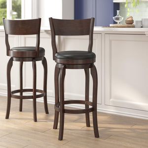 English Elm Nichola Classic Open Back Swivel Bar Stool: Durable Wood Frame, Soft LeatherSeat, 360° Comfort ES-NT2-29-ESP-GG