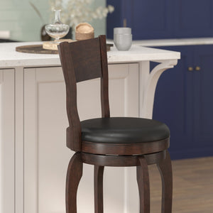 English Elm Nichola Classic Open Back Swivel Bar Stool: Durable Wood Frame, Soft LeatherSeat, 360° Comfort ES-NT2-29-ESP-GG