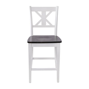 English Elm Gwendolyn Set of 2 Commercial Grade Solid Wood Modern Farmhouse Counter Height Barstools for Any Space White Wash ES-STBN1-24-WH-2-GG