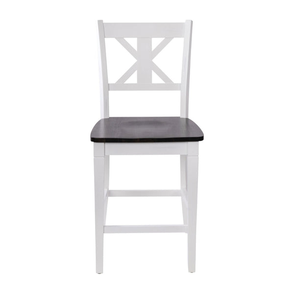 English Elm Gwendolyn Set of 2 Commercial Grade Solid Wood Modern Farmhouse Counter Height Barstools for Any Space White Wash ES-STBN1-24-WH-2-GG