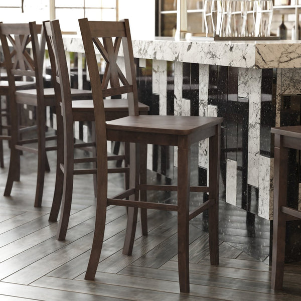 English Elm Gwendolyn Set of 2 Commercial-Grade Solid Wood Barstools for Modern Farmhouse Elegance & Comfort Gray Wash Walnut ES-STBN1-29-GY-2-GG