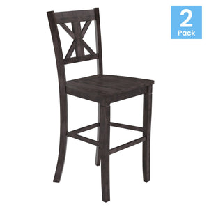 English Elm Gwendolyn Set of 2 Commercial-Grade Solid Wood Barstools for Modern Farmhouse Elegance & Comfort Gray Wash Walnut ES-STBN1-29-GY-2-GG