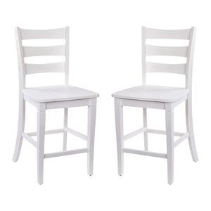 English Elm Liesel Set of 2 Commercial-Grade Wooden Ladderback Counter Stools for Stylish Kitchen Seating White Wash ES-STBN5-24-WH-2-GG