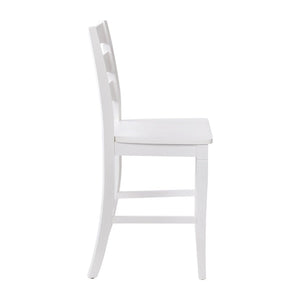 English Elm Liesel Set of 2 Commercial-Grade Wooden Ladderback Counter Stools for Stylish Kitchen Seating White Wash ES-STBN5-24-WH-2-GG