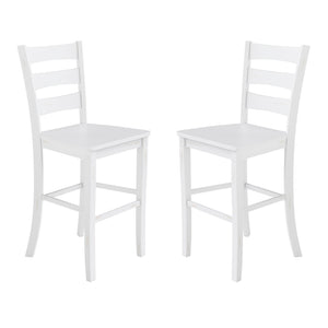 English Elm Liesel Set of 2 Classic Ladderback Barstools - Antique White Wash, Solid Wood, Durable Comfort ES-STBN5-29-WH-2-GG