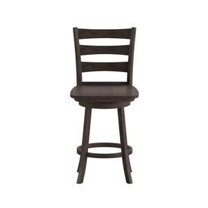 English Elm Liesel Commercial Grade Wooden Ladderback Swivel Barstool for Kitchen and Café Seating Comfort Gray Wash Walnut ES-UN-31WS-24-GY-GG