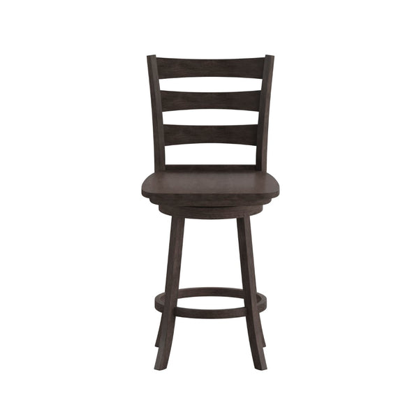 English Elm Liesel Commercial Grade Wooden Ladderback Swivel Barstool for Kitchen and Café Seating Comfort Gray Wash Walnut ES-UN-31WS-24-GY-GG