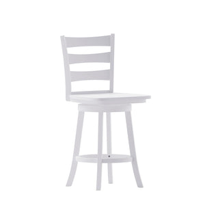 English Elm Liesel Commercial Grade Wooden Ladderback Swivel Barstool for Kitchen and Café Seating Comfort White Wash ES-UN-31WS-24-WH-GG